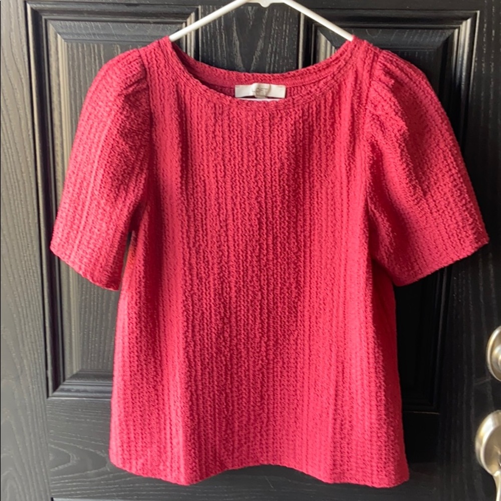 Loft Pink Women’s Blouse Puff Sleeve